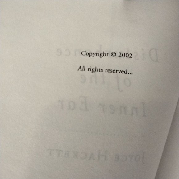 Disturbance of the Inner Ear Joyce Hackett 2002 Paperback Uncopyedited Proof - Picture 4 of 4